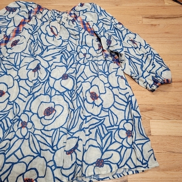 ZYGA LIN'N LAUNDRY Linen Blouse Size L Floral Art to Wear Mixed Pattern - Picture 10 of 11